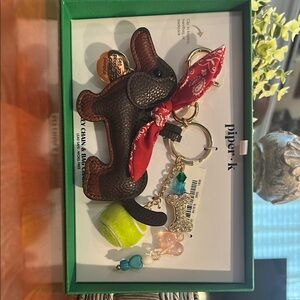 Piper Dachshund Keychain with Red Bandana and Charms